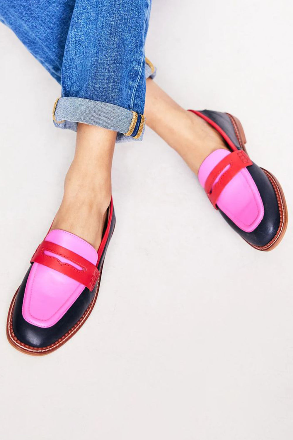 Lunessa™ | Black Loafers with Colored Accent