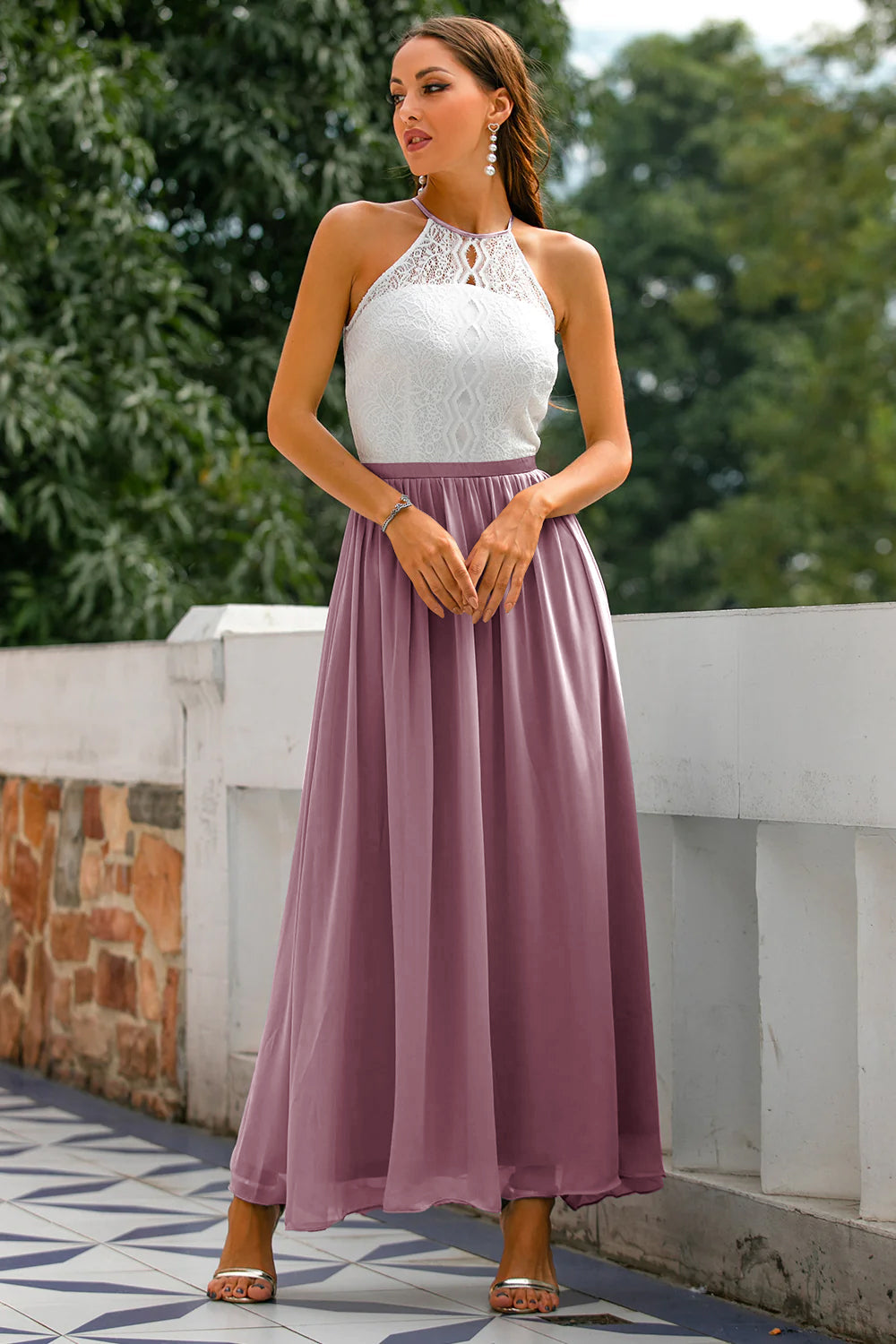 Claire | Women Wedding Guest Halter Maxi Dress